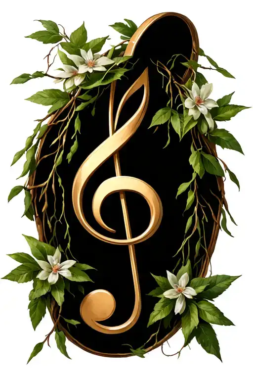 A Treble Clef Wrapped Around A Weeping Willow Flowwer