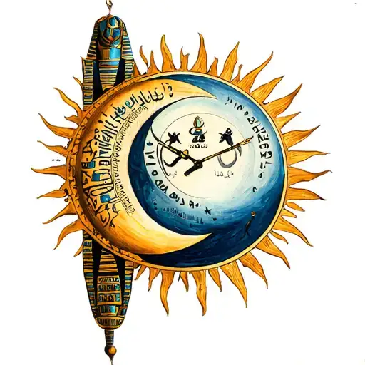 Egypt Nifthiy Sand Clock Line Scarabi Luna Sun