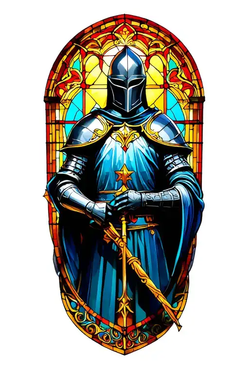 Knight And Stained Glass Window