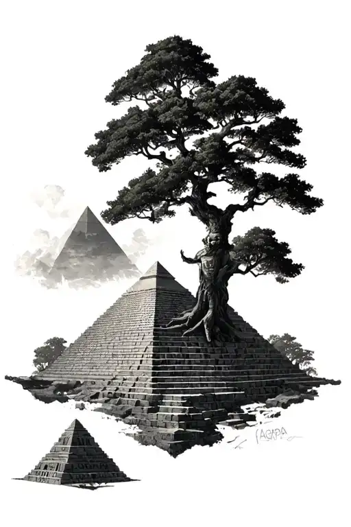 Agripa Pantheon With A Pyramid And A Tree