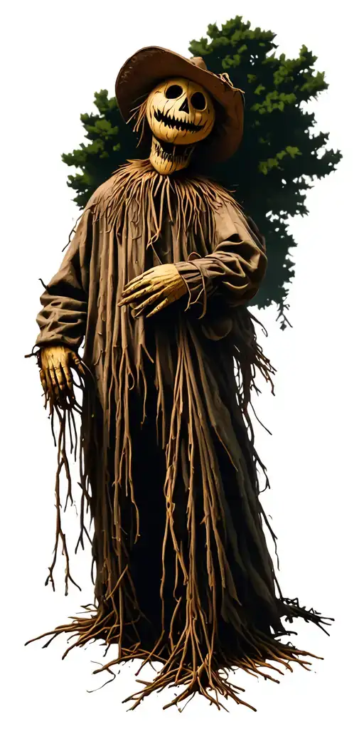 Halloween Scary Scarecrow In Front Of Trees