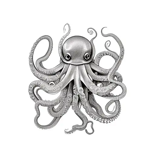 Octopus With One Lage Eye Holding A Sword