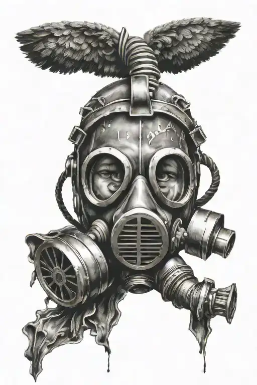 Gas Mask Man With Nuclear Background