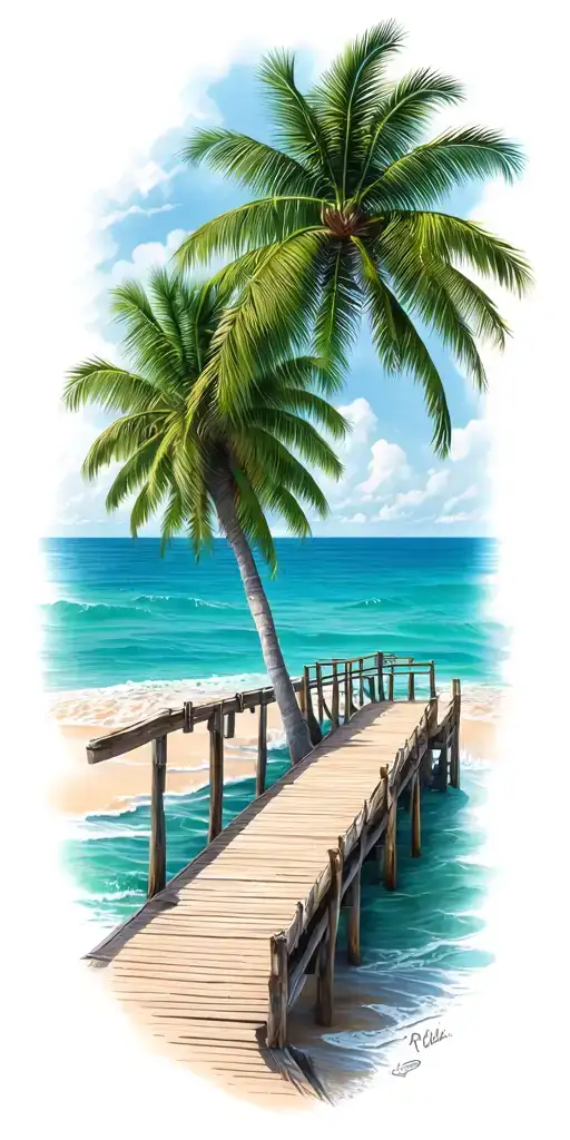 Beach Palm Tree Pier
