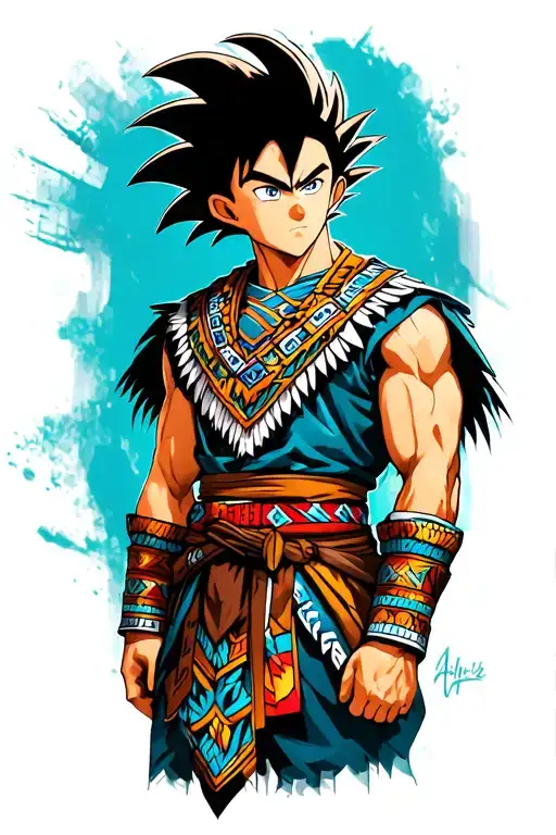Gohan Tattoo With Aztec Inspired Outfit