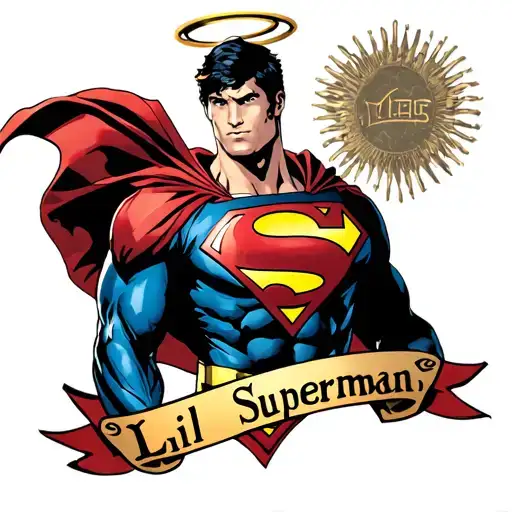 Superman Logo With Halo With Banner Saying Lil Superman