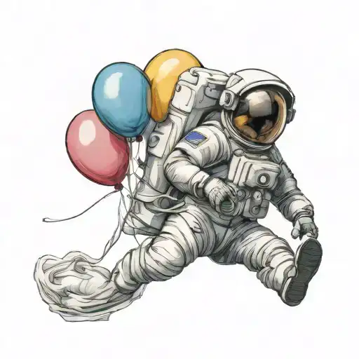 Astronaut Holding Balloons Stuck