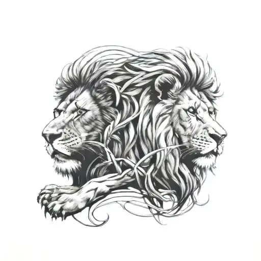 Lion With Symbol Intertwined