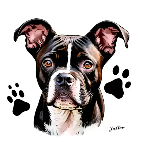 Pitbull Terrier Puppy Paw Print