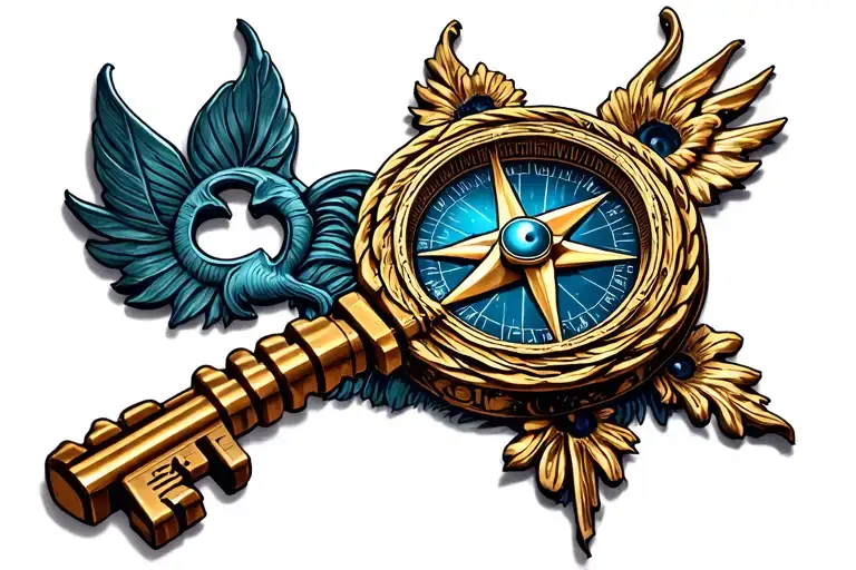 Key Soul With Compass Rose Intertwined