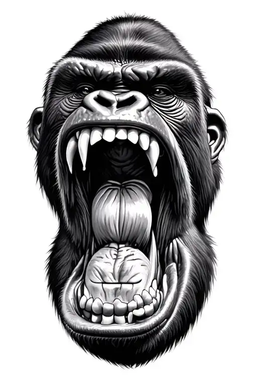 Realistic Open Mouth Gorilla