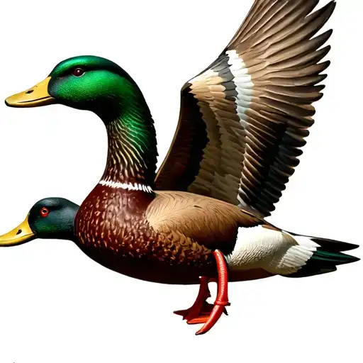 Wooden Carved Mallard Duck Flying
