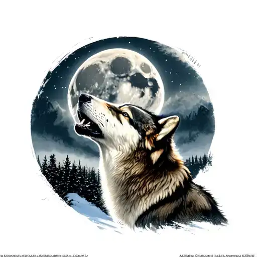 Timber Wolf Howling At The Moon