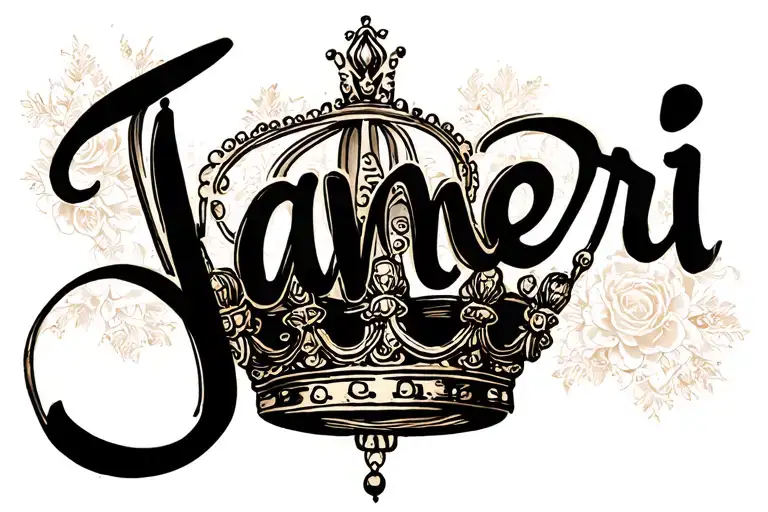 The Name Jameri In Cursive With A Crown Hanging