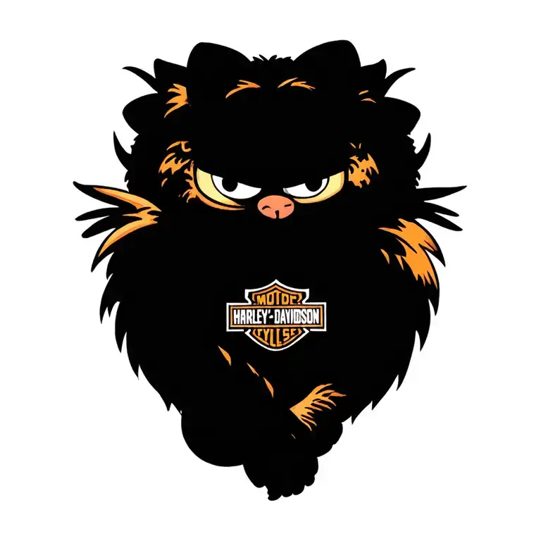 Garfield With Master Sargent Insignia In His Arm Incorporating Harley Davidson