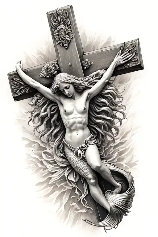 Mermaid Crucified On The Cross