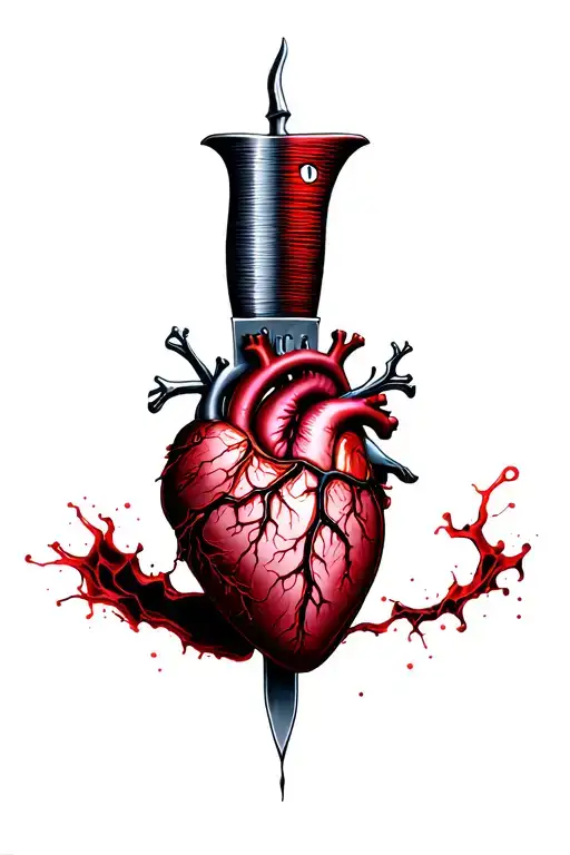 Heart With The Capillaries In Which The Knife Is Stuck Sideways