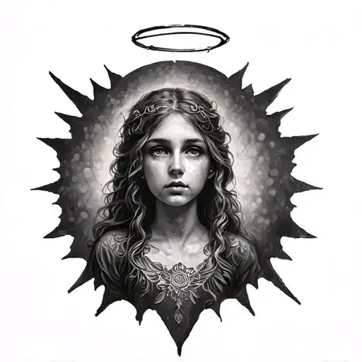 Ellie In Fancy Writing With A Halo Above It