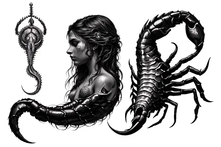 Aquarius And Scorpio Tattoo Design Inspired