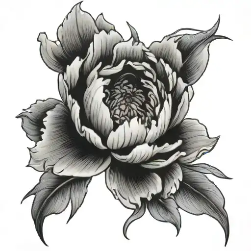 Japanese Peony Black Grey