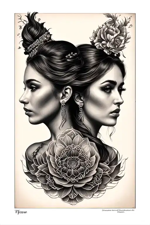 Two Women Who Represent The Gemini Sign In A Portrait Of Flrzur