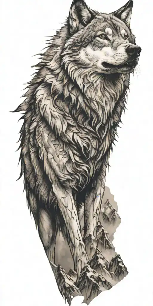 Wolf And Mountains