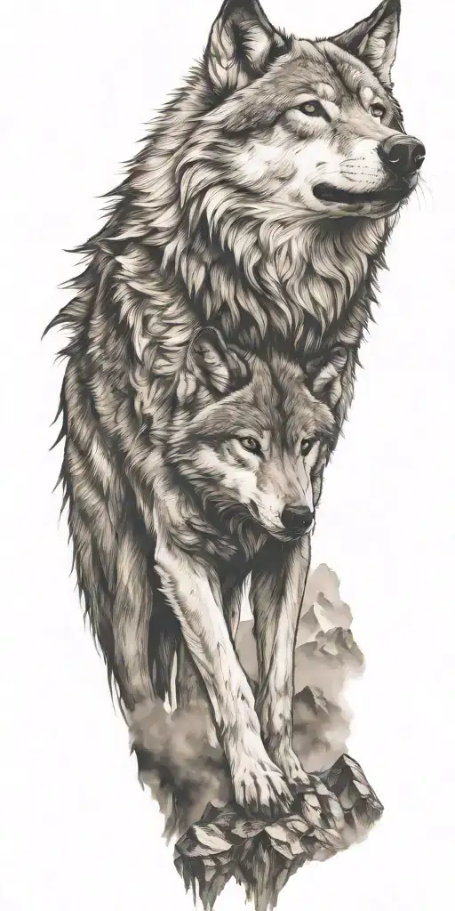 Wolf And Mountains