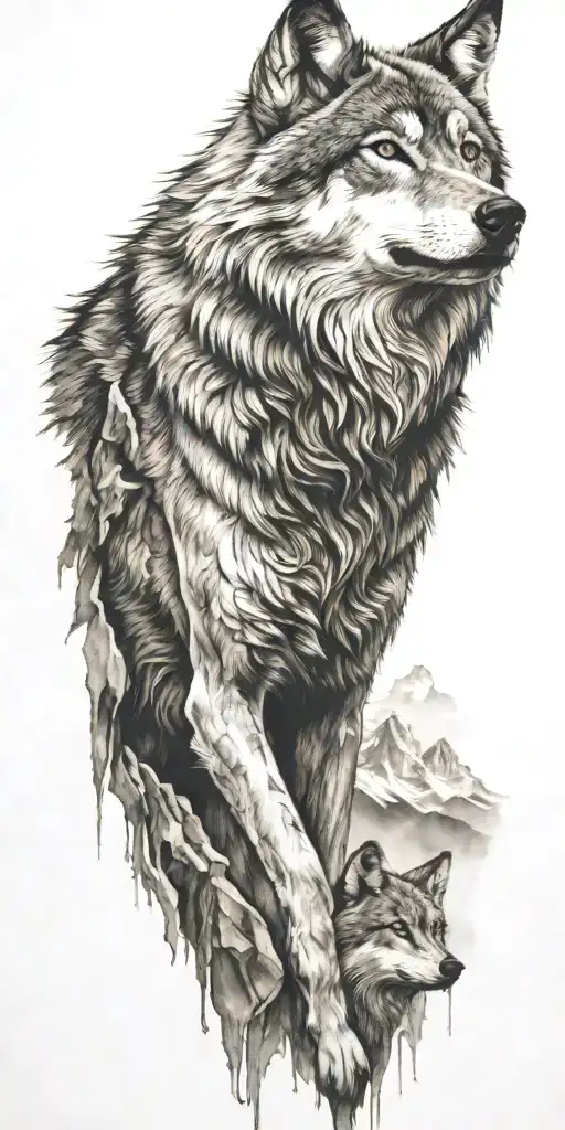 Wolf And Mountains