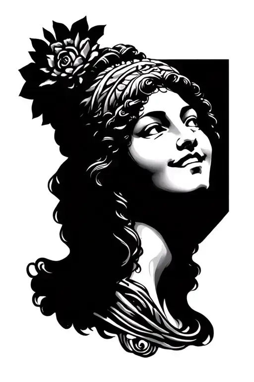 The Greek Goddes Euphrosyne Beautiful Face With A Smilling