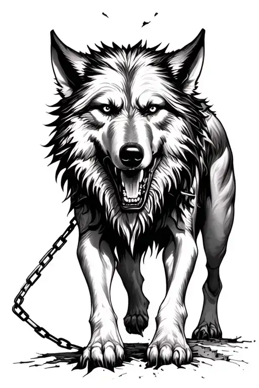 Fenrir Black Walking Towards With Broken Chain