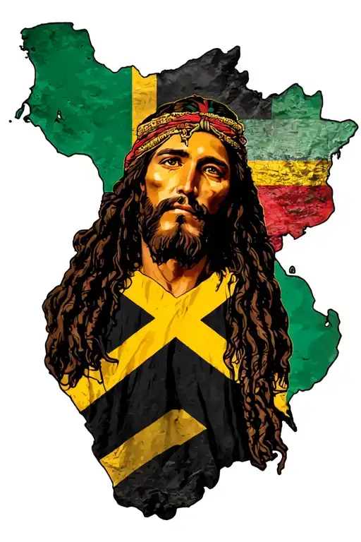 Philipino Mixed With Jamaica Flag Jamaica Map Next To Jesus