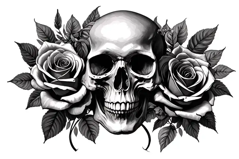 Skull And Roses Surrounded