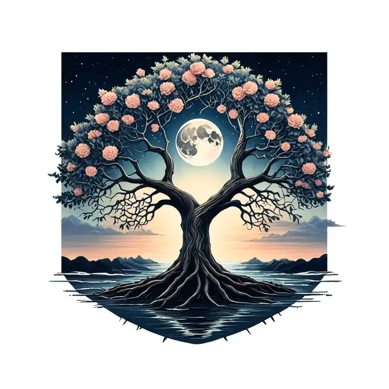 Tree Of Life And Moon