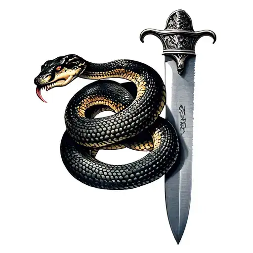 Snakes Wrapped Around Knife