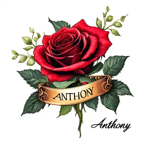 Red And Black Rose With Name Bracelet In Middlw With The Name Anthony