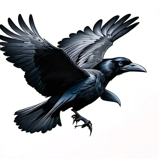 Raven Flying Front View Point