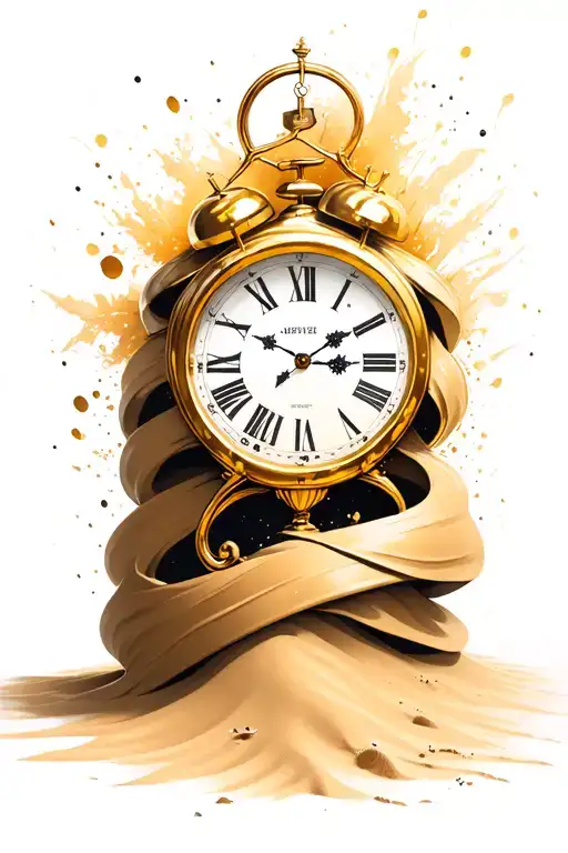 Sandy Clock With Gold And Pretty Sands That Wrapped Up To The Sandy Clock