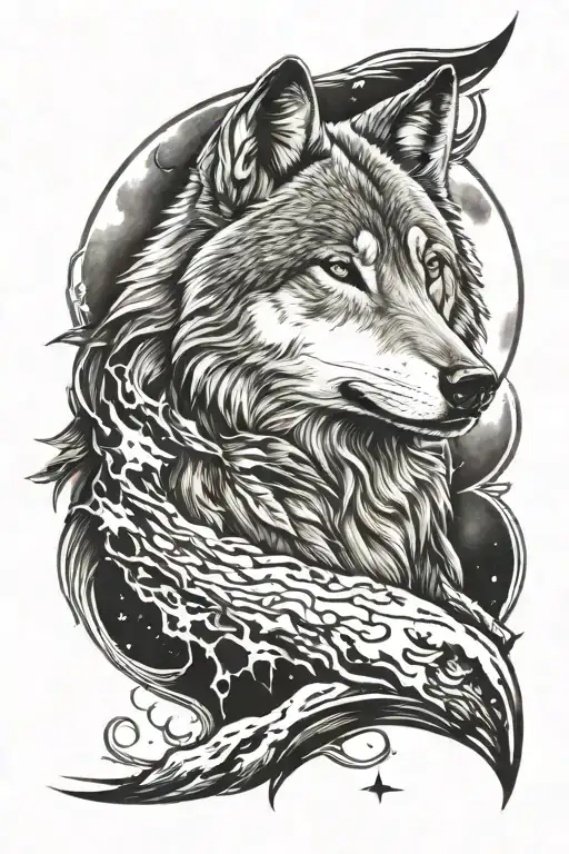 Wolf And Moon