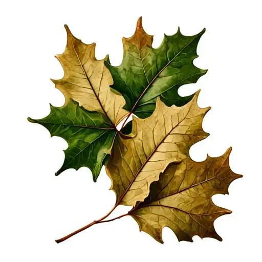 4 Oak Leaves Intertwined