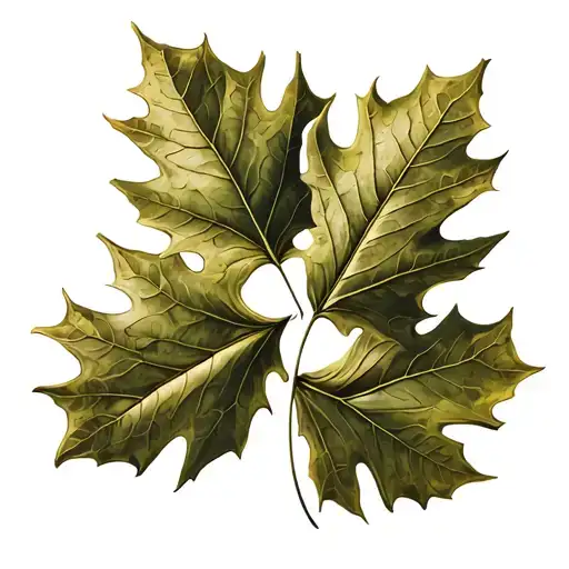 4 Oak Leaves Connected For Men