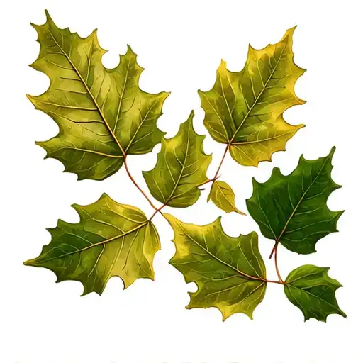 4 Oak Leaves Varying Sizes Interlocked
