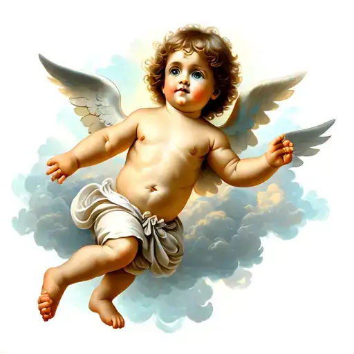 Cherubs And Background Clouds