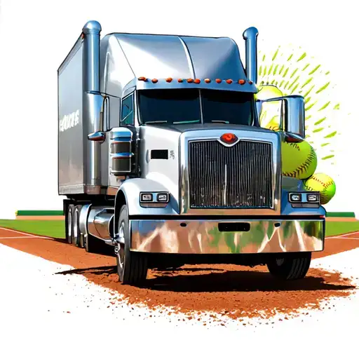 A Baseball Diamond With A Semi Truck Pitching The Ball