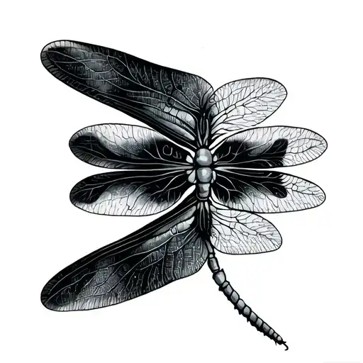 Black And Grey Soft Shaded Dragonfly