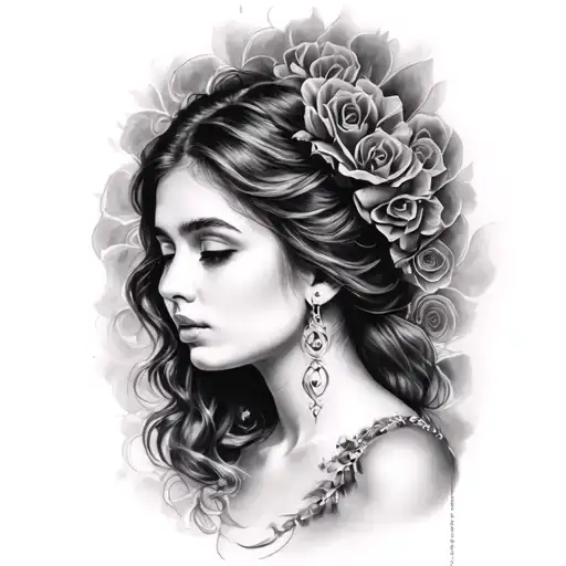 Black And Grey Soft Shaded Pretty Woman