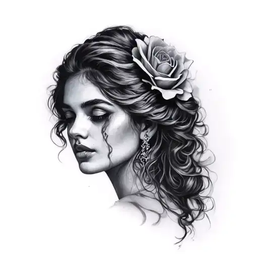 Black And Grey Soft Shaded Pretty Woman