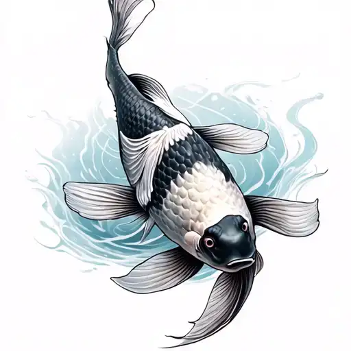Black And Grey Soft Shaded Koi Fish