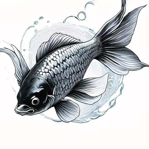 Black And Grey Soft Shaded Koi Fish