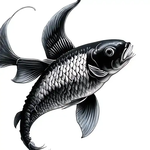 Black And Grey Soft Shaded Koi Fish