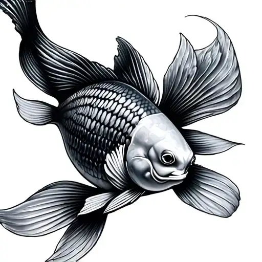 Black And Grey Soft Shaded Koi Fish